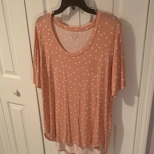 Peach Polka Dot Short Sleeve Women's Top